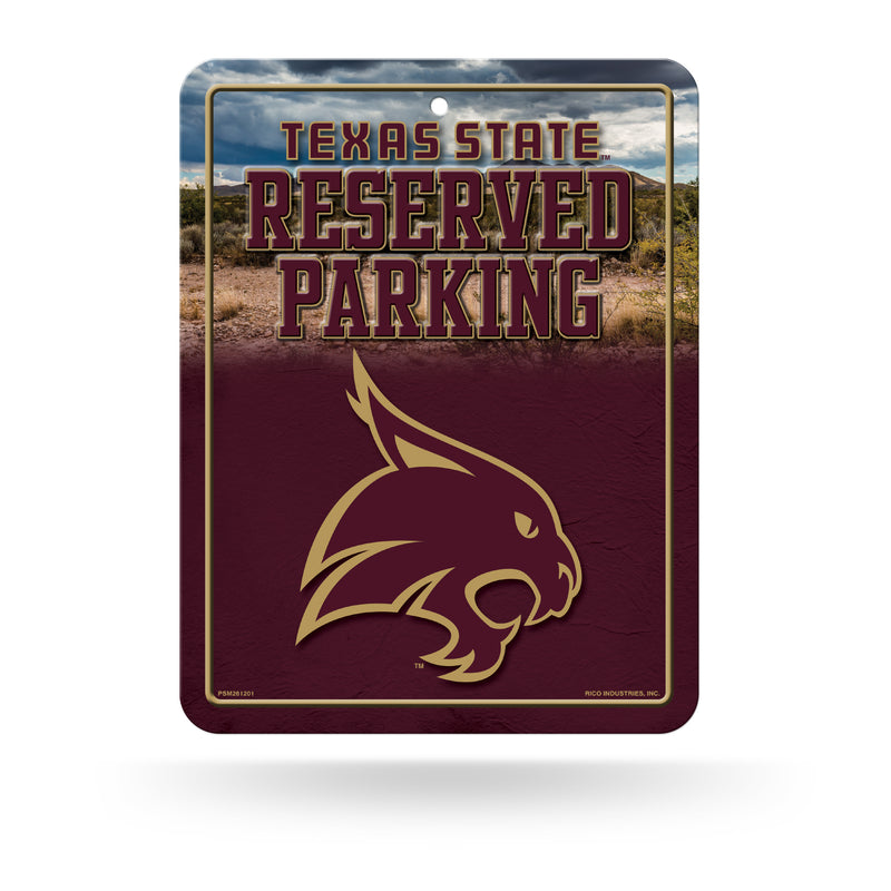 NCAA Texas State Bobcats 8.5" x 11" Metal Parking Sign - Great for Man Cave, Bed Room, Office, Home Décor By Rico Industries