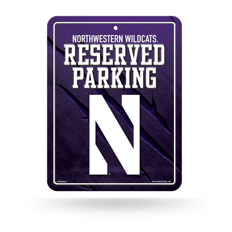 NCAA Northwestern Wildcats 8.5" x 11" Metal Parking Sign - Great for Man Cave, Bed Room, Office, Home Décor By Rico Industries