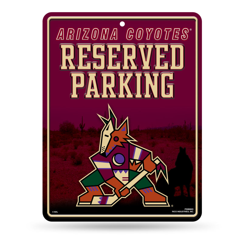 NHL Arizona Coyotes 8.5" x 11" Metal Parking Sign - Great for Man Cave, Bed Room, Office, Home Décor By Rico Industries