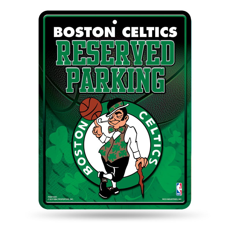 NBA Boston Celtics 8.5" x 11" Metal Parking Sign - Great for Man Cave, Bed Room, Office, Home Décor By Rico Industries