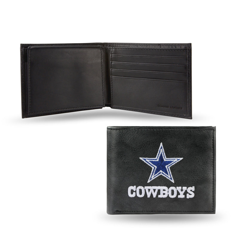 NFL Dallas Cowboys Embroidered Genuine Leather Billfold Wallet 3.25" x 4.25" - Slim By Rico Industries