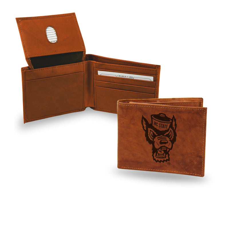 NCAA N.Carolina State Wolfpack Genuine Leather Billfold Wallet - 3.25" x 4.25" - Slim Style By Rico Industries