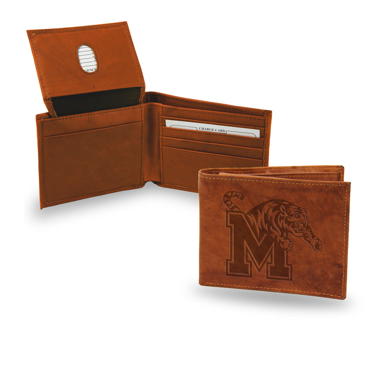 NCAA Memphis Tigers Genuine Leather Billfold Wallet - 3.25" x 4.25" - Slim Style By Rico Industries