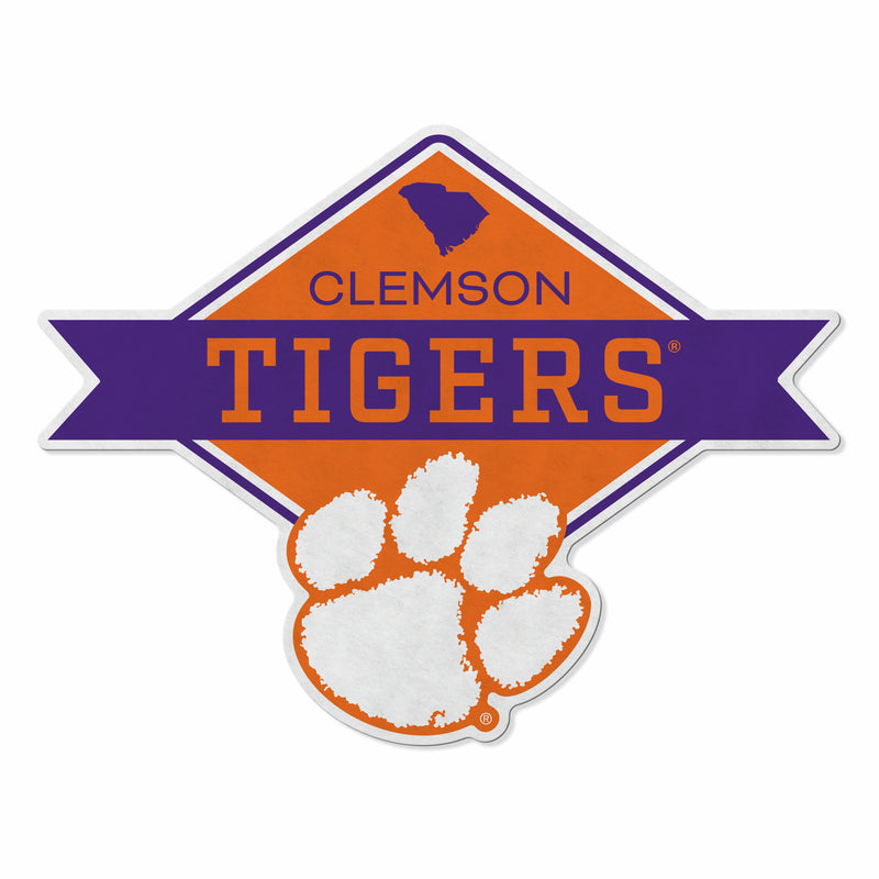 Clemson Shape Cut Logo With Header Card - Diamond Design