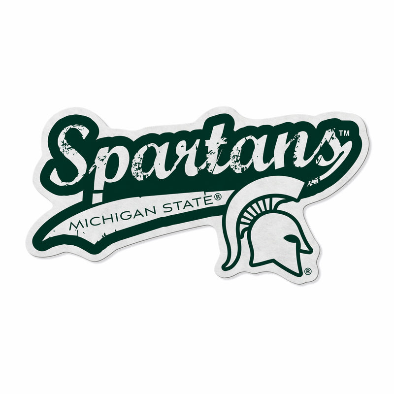 Michigan State Shape Cut Logo With Header Card - Distressed Design