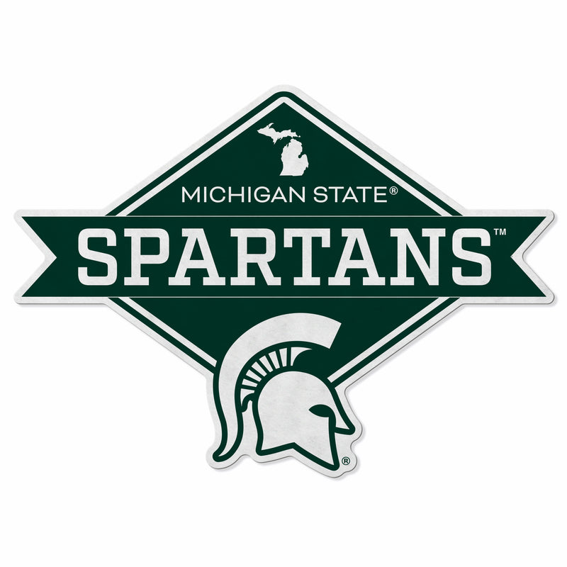 Michigan State Shape Cut Logo With Header Card - Diamond Design