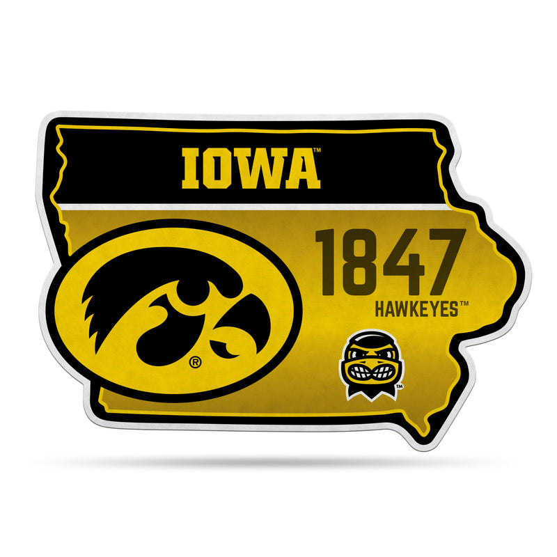 NCAA Iowa Hawkeyes Classic State Shape Cut Pennant - Home and Living Room Décor - Soft Felt EZ to Hang By Rico Industries