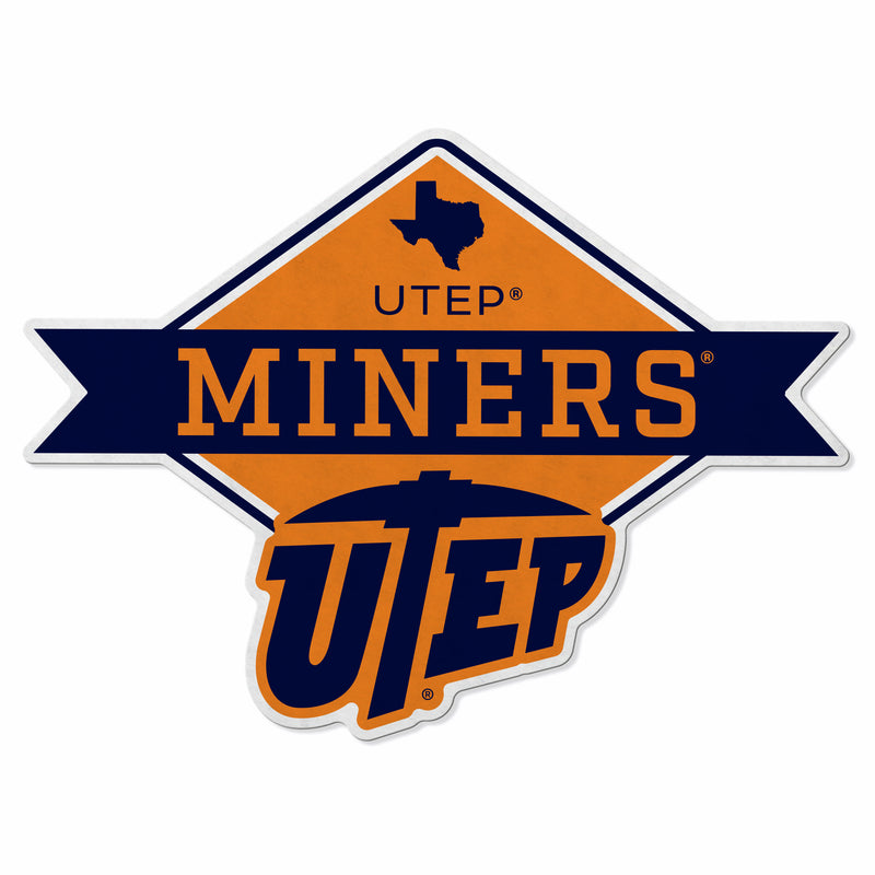 Utep Shape Cut Logo With Header Card - Diamond Design