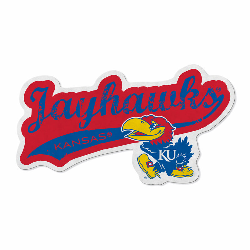 Kansas University Shape Cut Logo With Header Card - Distressed Design