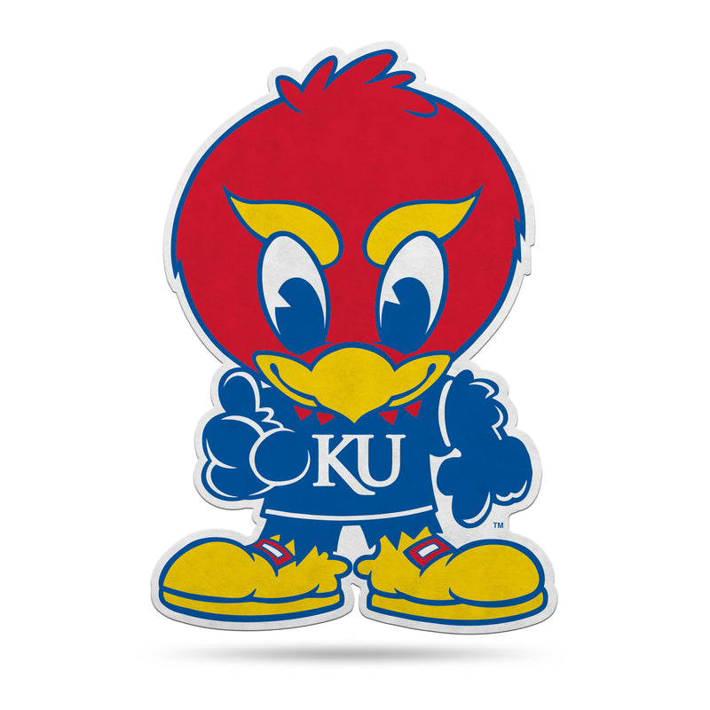 NCAA Kansas Jayhawks Classic Mascot Shape Cut Pennant - Home and Living Room Décor - Soft Felt EZ to Hang By Rico Industries