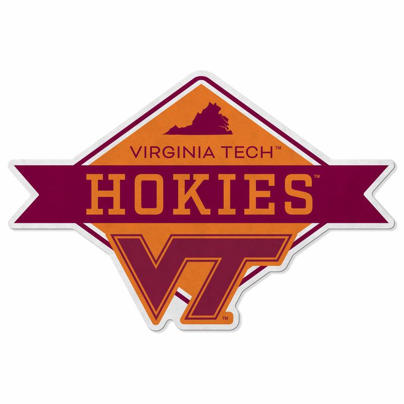 Virginia Tech Shape Cut Logo With Header Card - Diamond Design