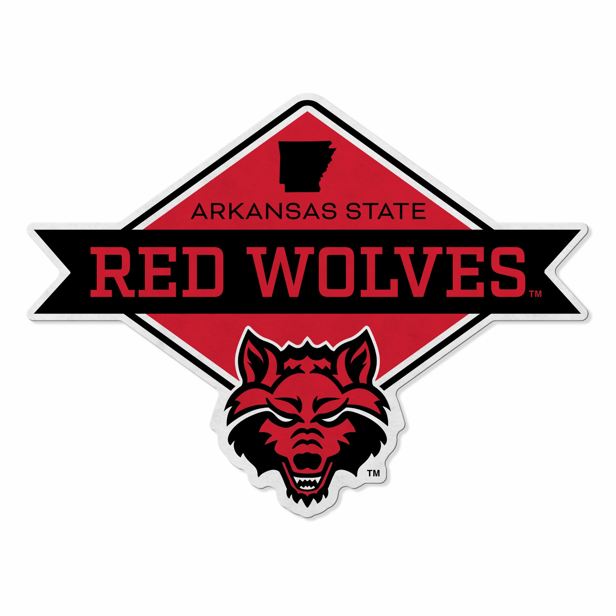 Arkansas State Shape Cut Logo With Header Card - Diamond Design