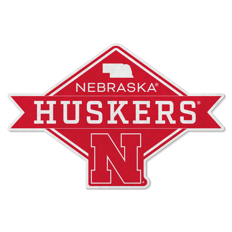 Nebraska University Shape Cut Logo With Header Card - Diamond Design