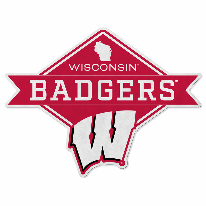 Wisconsin University Shape Cut Logo With Header Card - Diamond Design