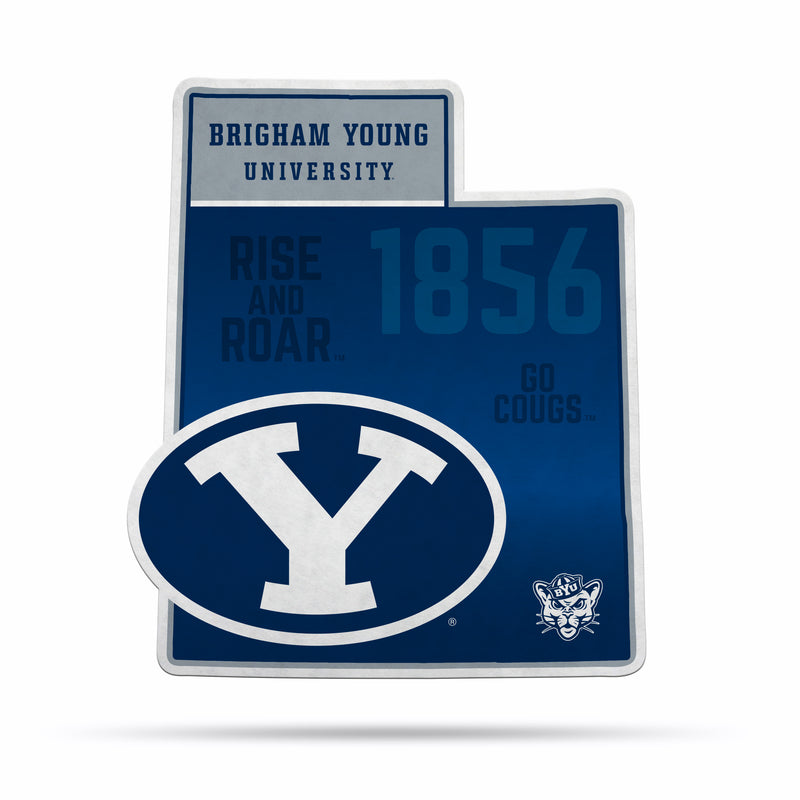 NCAA BYU Cougars Classic State Shape Cut Pennant - Home and Living Room Décor - Soft Felt EZ to Hang By Rico Industries