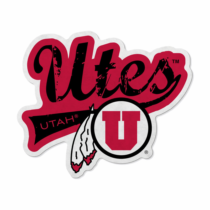 Utah University Shape Cut Logo With Header Card - Distressed Design