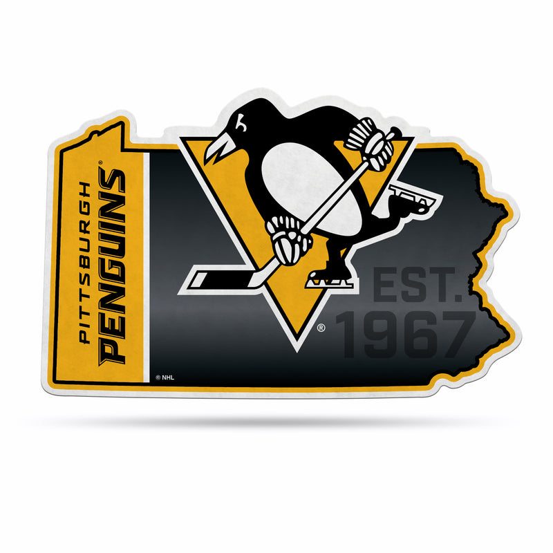 NHL Pittsburgh Penguins Classic State Shape Cut Pennant - Home and Living Room Décor - Soft Felt EZ to Hang By Rico Industries