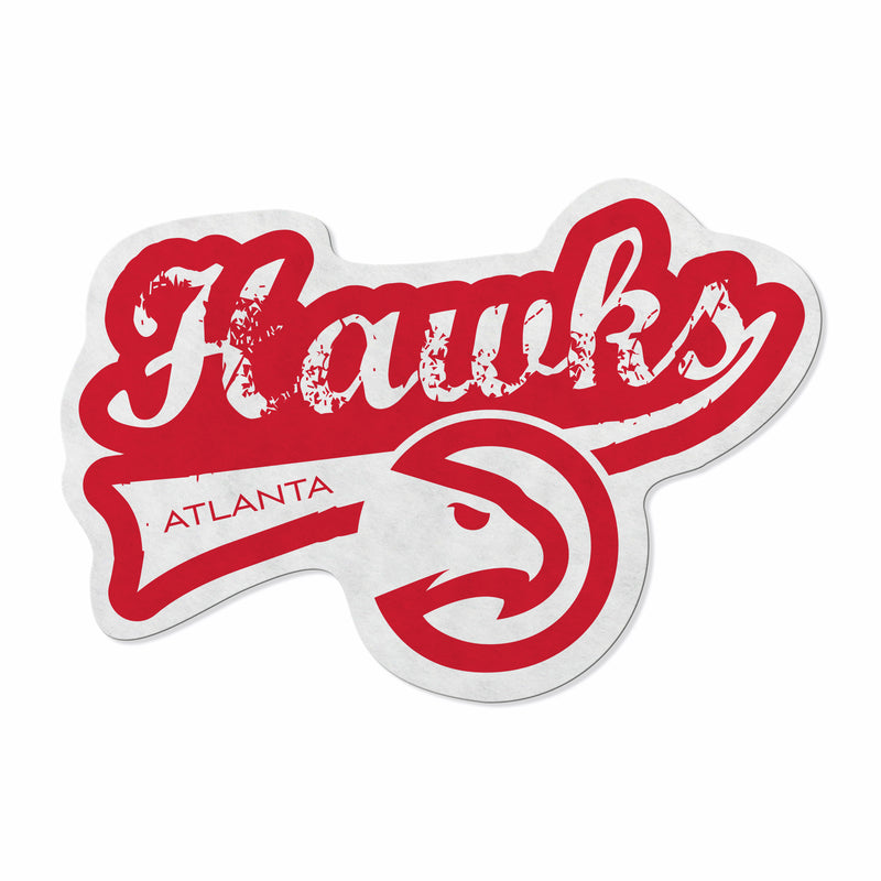 Hawks - Atl Shape Cut Logo With Header Card - Distressed Design