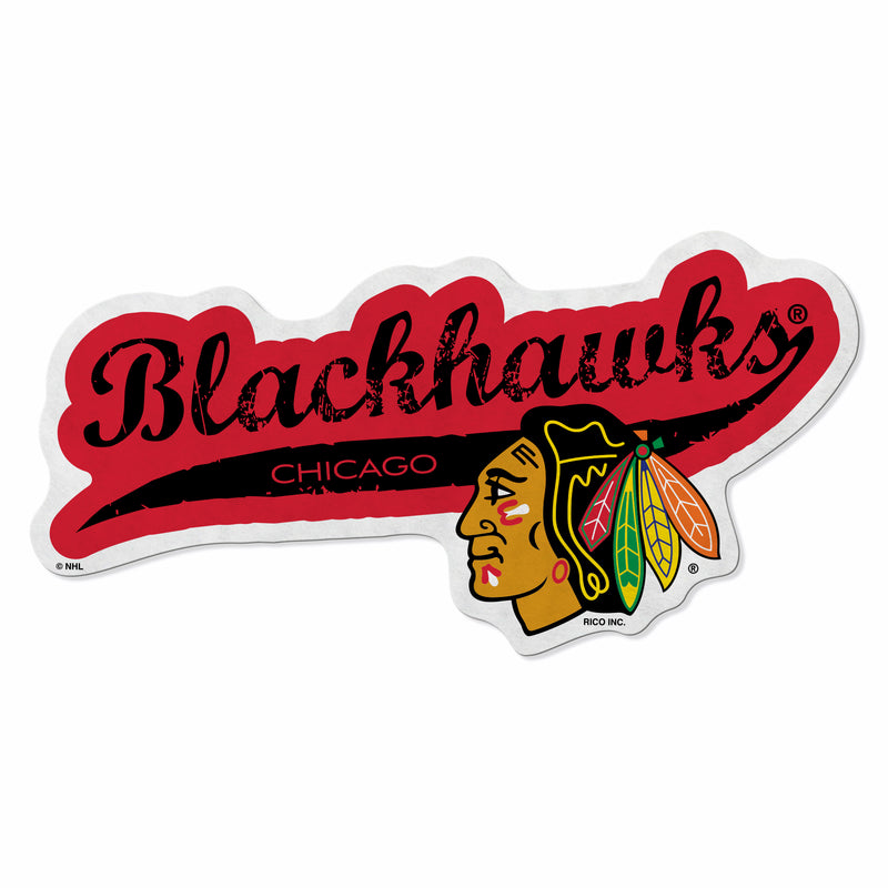 Blackhawks Shape Cut Logo With Header Card - Distressed Design