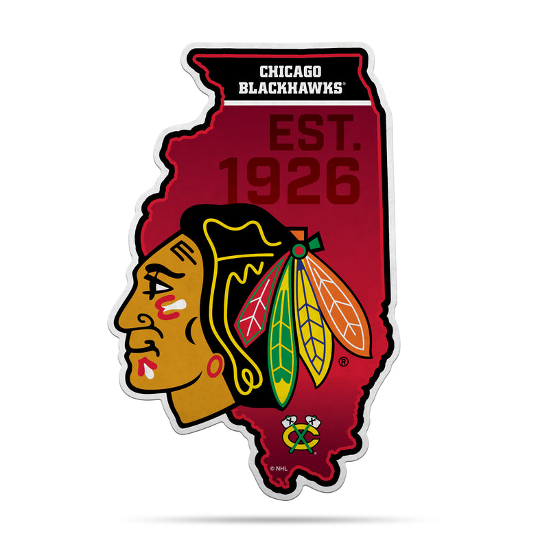 NHL Chicago Blackhawks Classic State Shape Cut Pennant - Home and Living Room Décor - Soft Felt EZ to Hang By Rico Industries