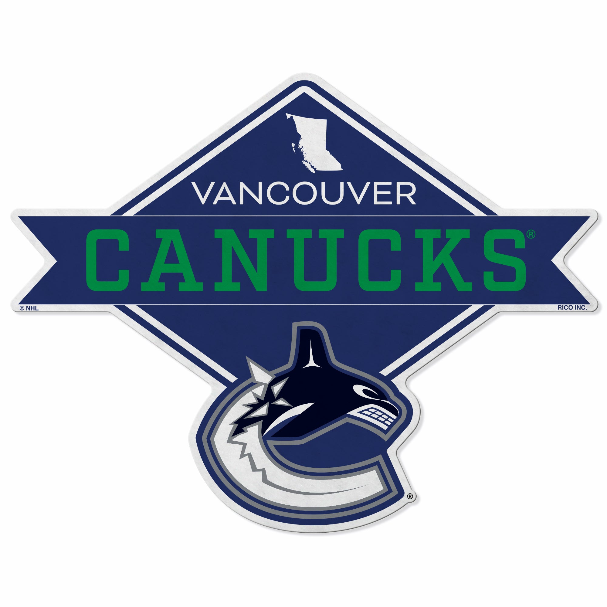 Canucks Shape Cut Logo With Header Card - Diamond Design