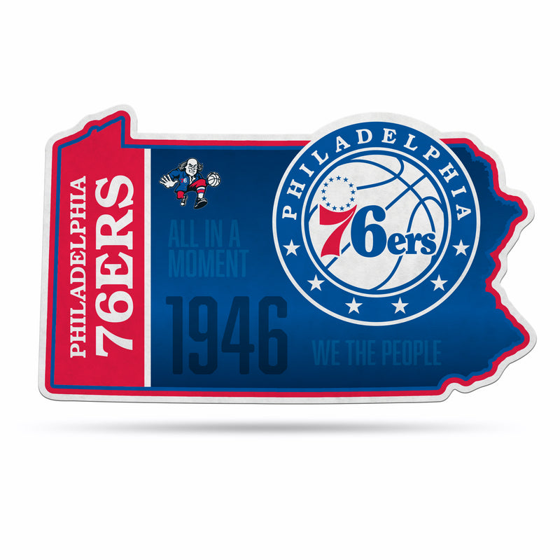 NBA Philadelphia 76ers Classic State Shape Cut Pennant - Home and Living Room Décor - Soft Felt EZ to Hang By Rico Industries