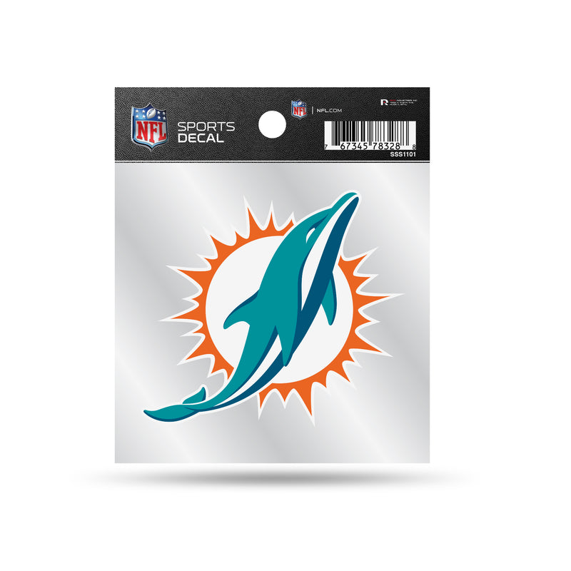 Dolphins Clear Backer Decal W/ Primary Logo (4"X4")