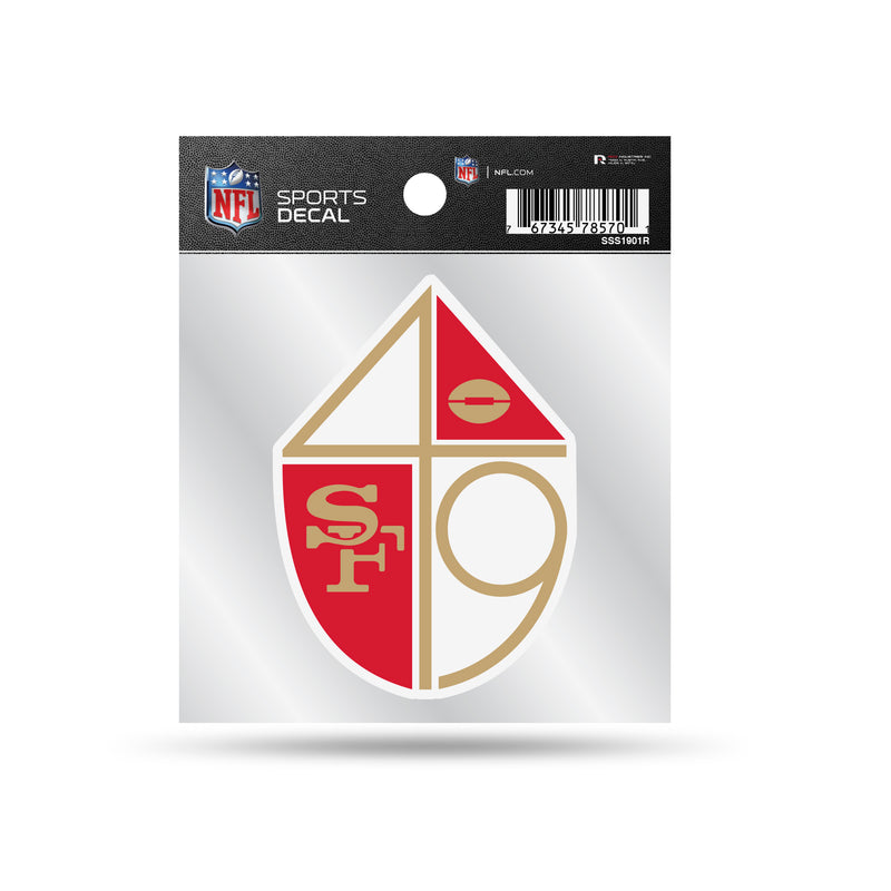 49ers Clear Backer Decal W/ Retro Logo (4"X4")