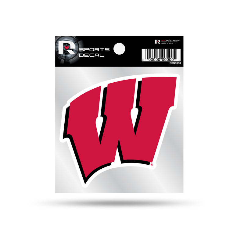 Wisconsin University 4"X4" Weeded Decal On Clear Backer