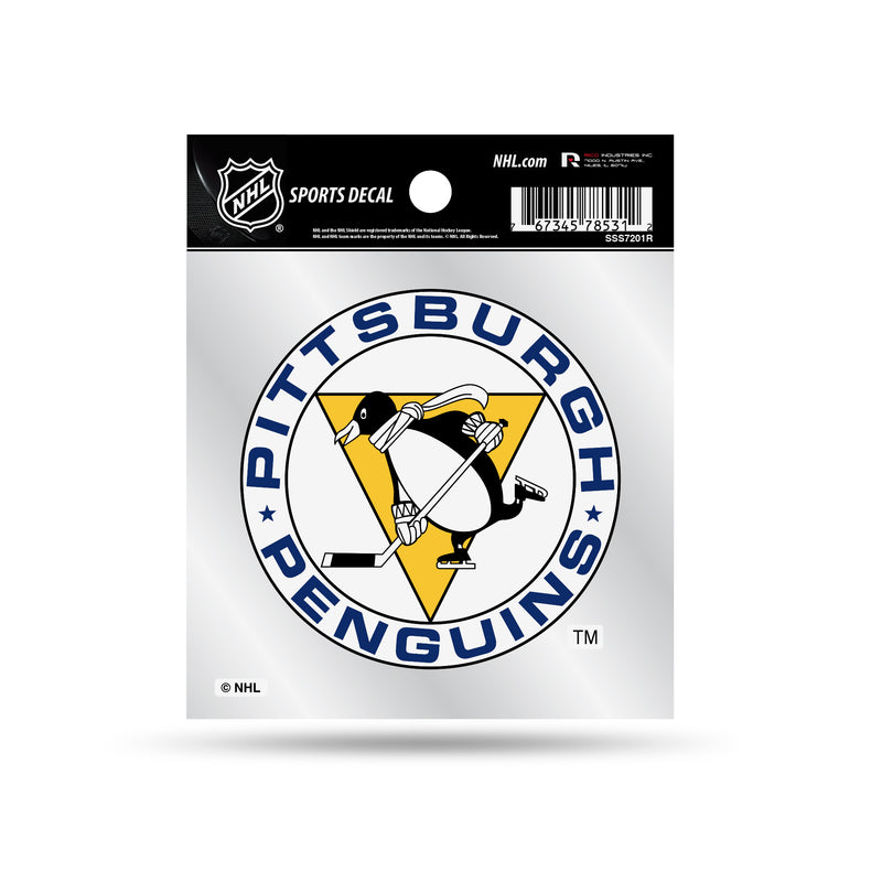 Penguins Clear Backer Decal W/ Retro Logo (4"X4")