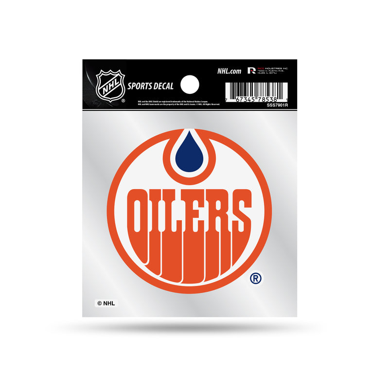 Oilers  Clear Backer Decal W/ Retro Logo (4"X4")