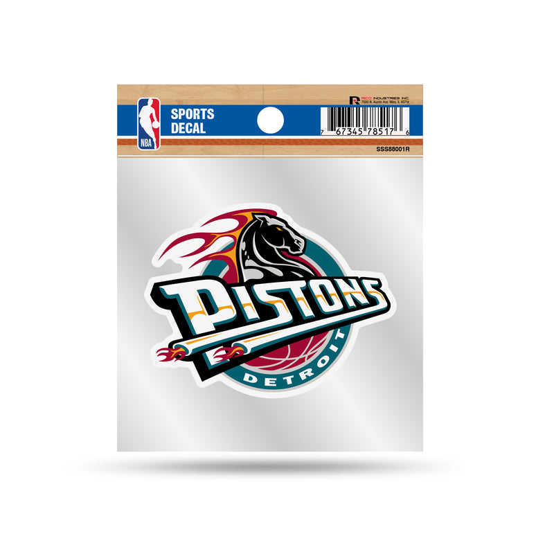 Pistons Clear Backer Decal W/ Retro Logo (4"X4")