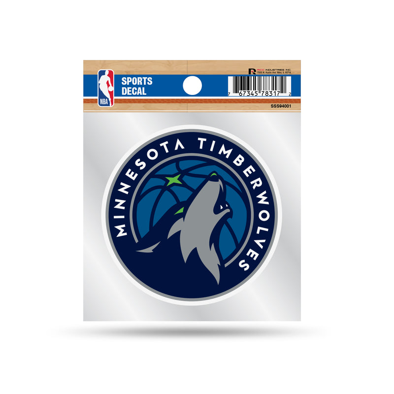 Timberwolves Clear Backer Decal W/ Primary Logo (4"X4")