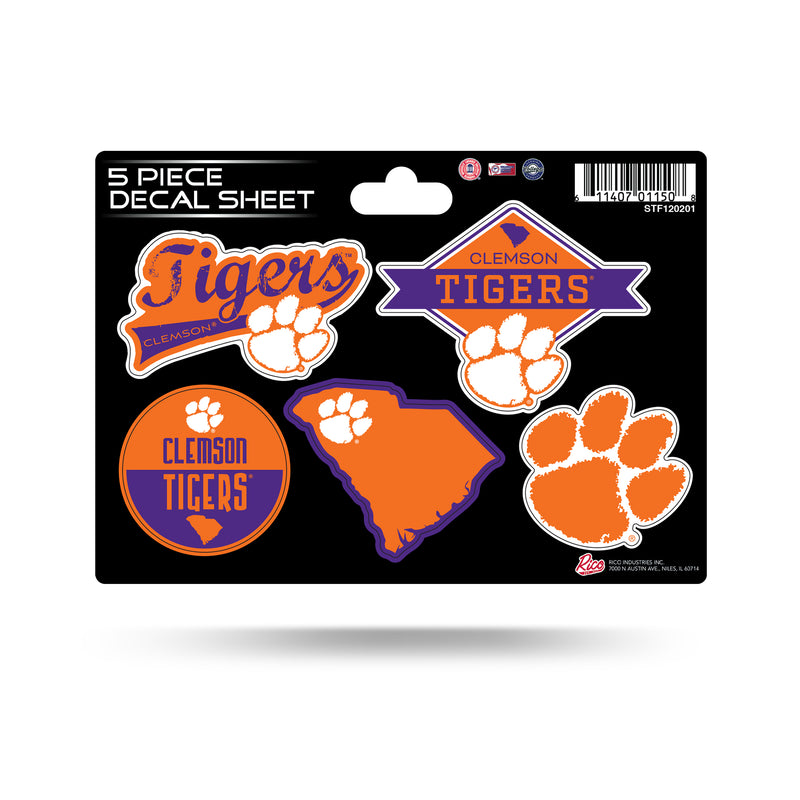 Clemson 5 Piece Decal Sheet