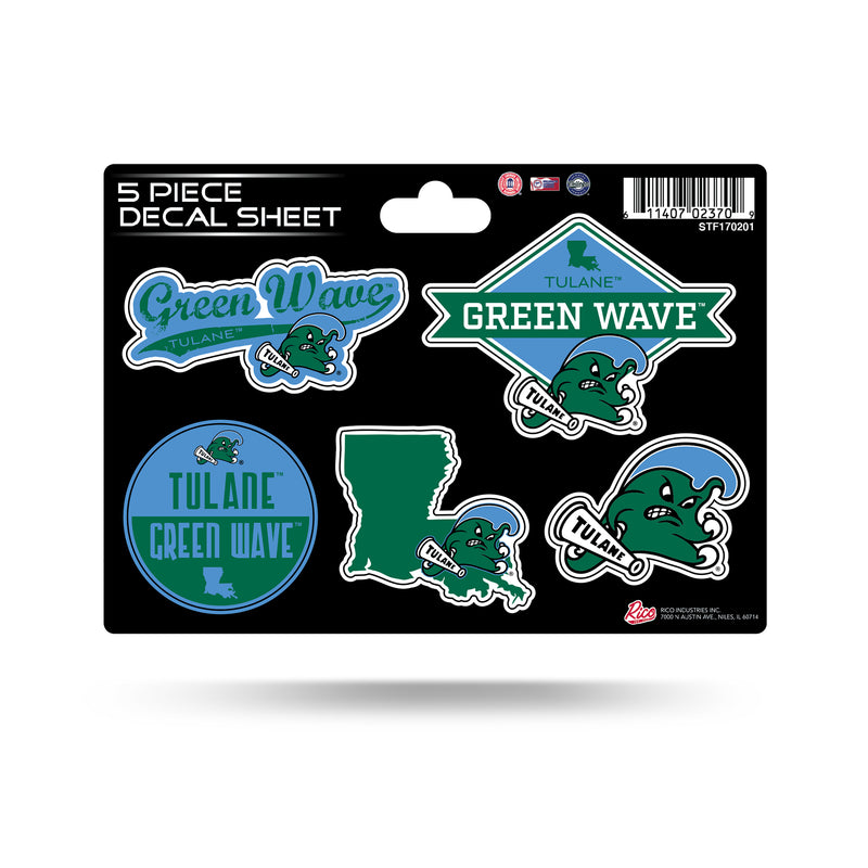 Tulane University 5 Piece Decal Sheet