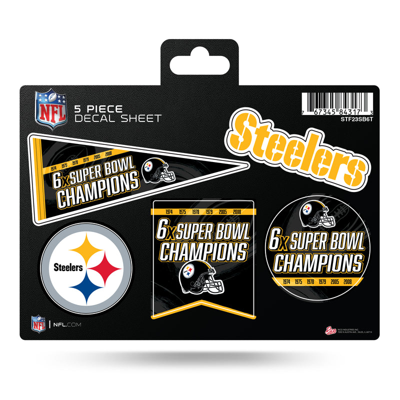 Steelers 6 Time Super Bowl Champs  5-Pc Decal Sheet