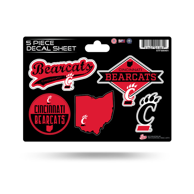 CincinnatiÂ University 5 Piece Decal Sheet