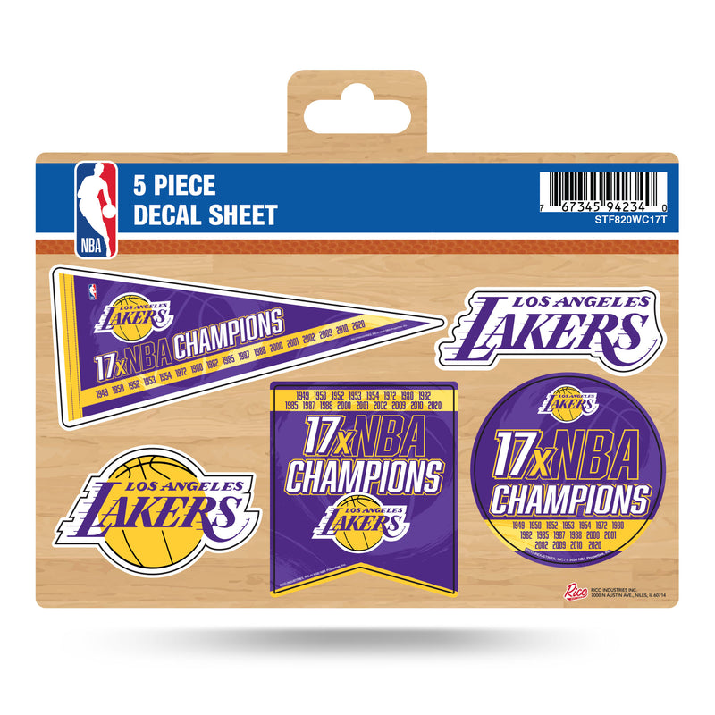 Lakers 17 Time NBA Champs 5-Pc Decal Sheet