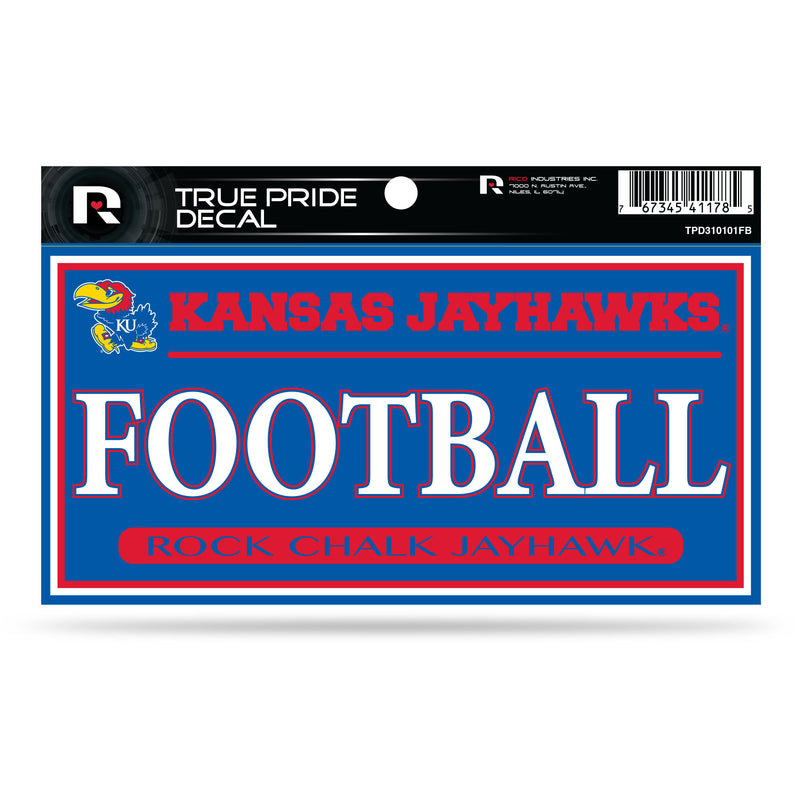 Kansas University 3" X 6" True Pride Decal - Football