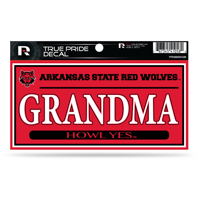 Arkansas State 3" X 6" True Pride Decal - Grandma