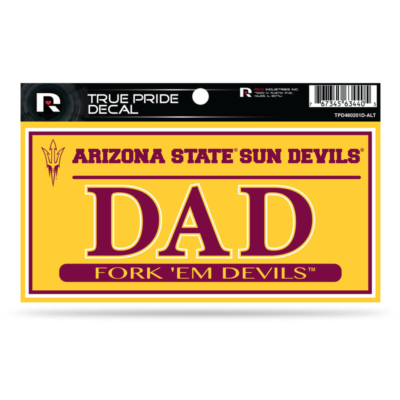 Arizona State 3" X 6" True Pride Decal - Dad (Alternate)