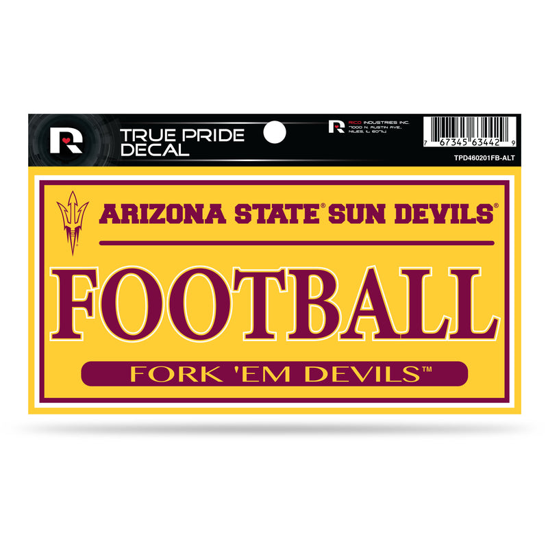 Arizona State 3" X 6" True Pride Decal - Football (Alternate)