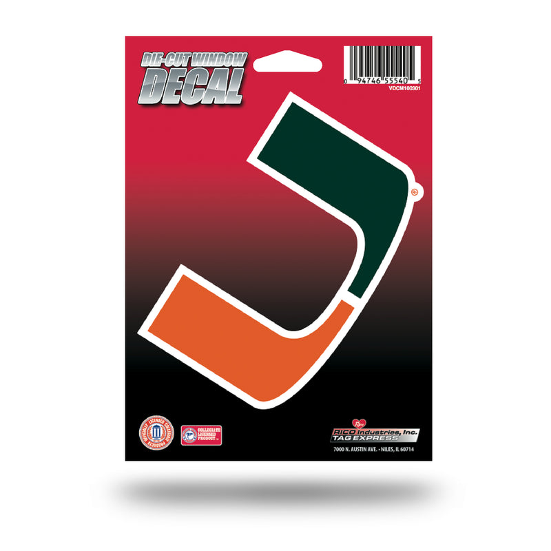 NCAA Miami Hurricanes 5" x 7" Vinyl Die-Cut Decal - Car/Truck/Home Accessory By Rico Industries