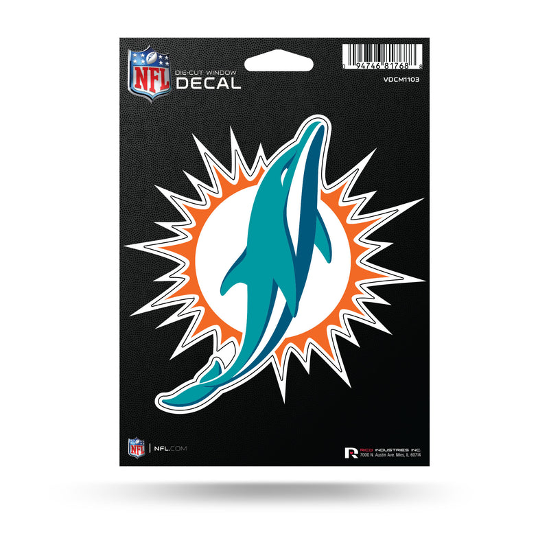NFL Miami Dolphins 5" x 7" Vinyl Die-Cut Decal - Car/Truck/Home Accessory By Rico Industries