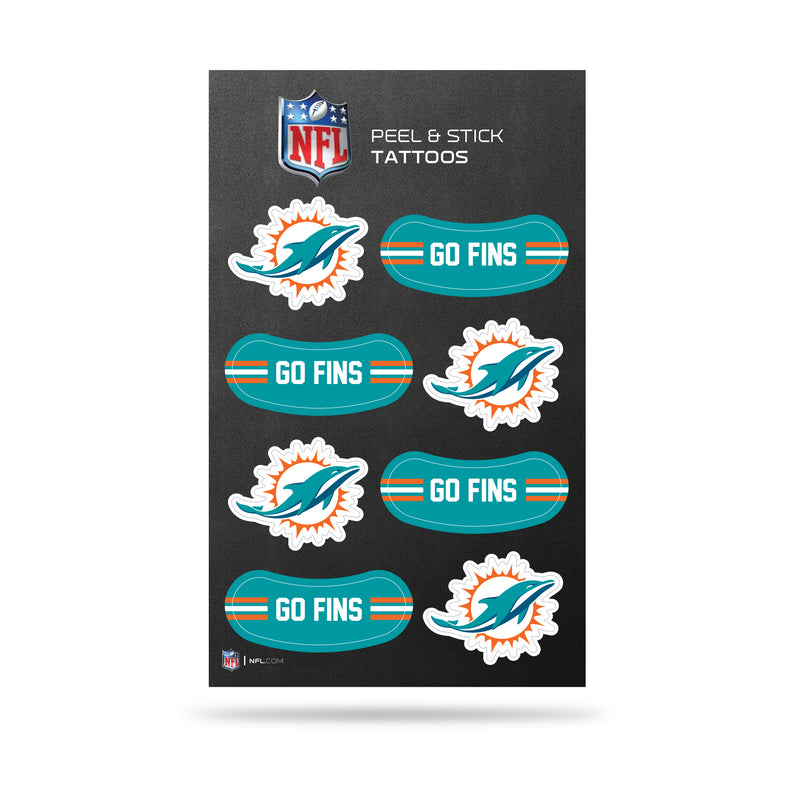 NFL Miami Dolphins Peel & Stick Temporary Tattoos - Eye Black - Game Day Approved! By Rico Industries