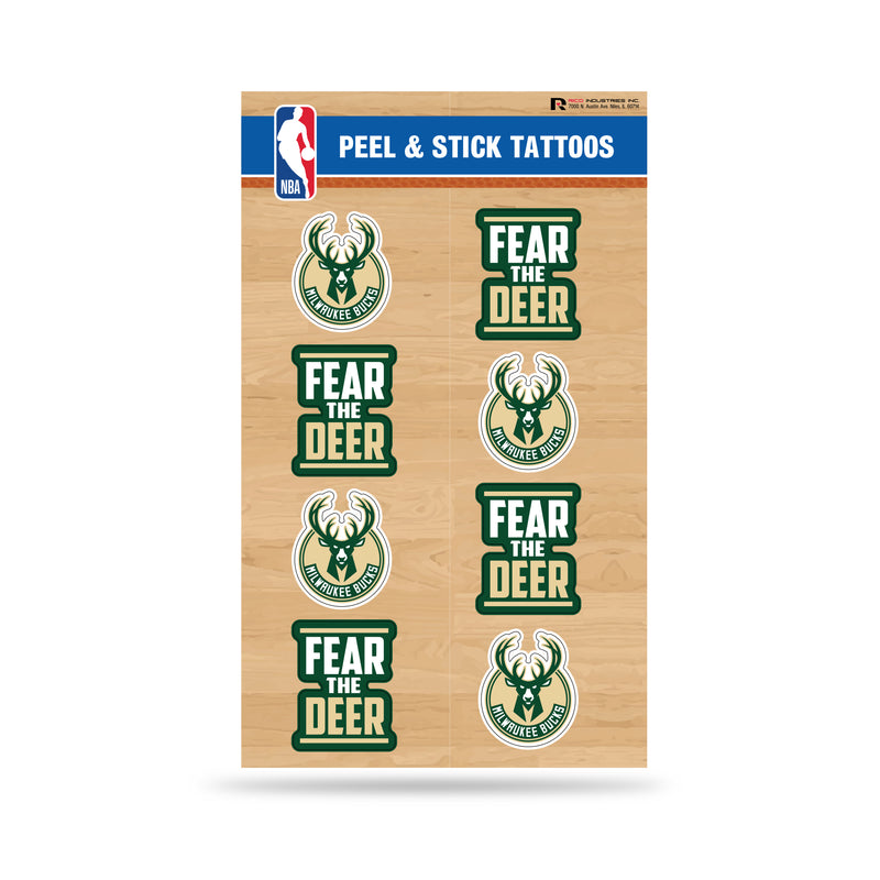 NBA Milwaukee Bucks Peel & Stick Temporary Tattoos - Eye Black - Game Day Approved! By Rico Industries