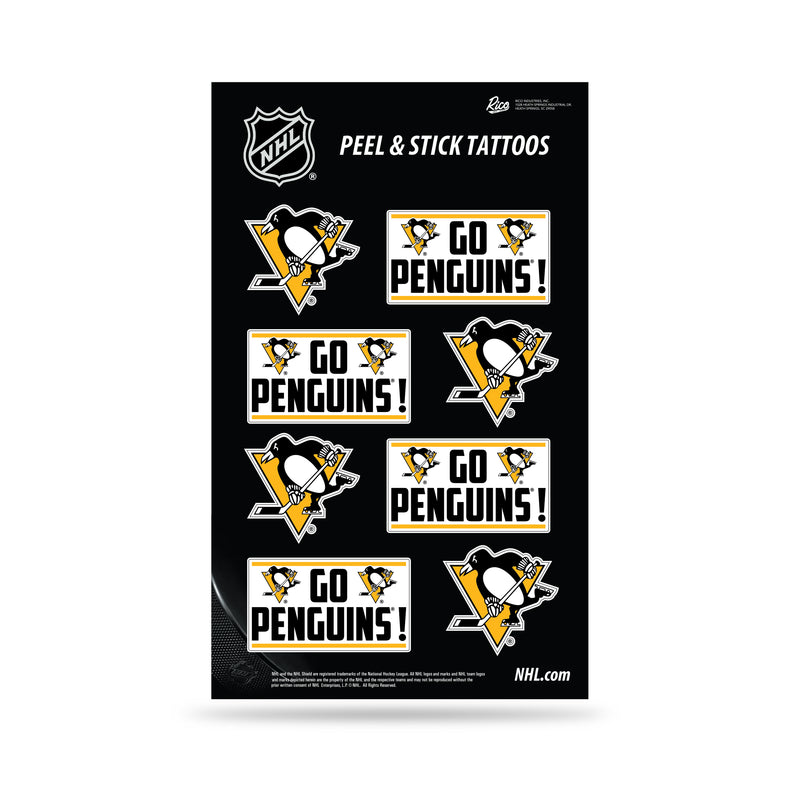 NHL Pittsburgh Penguins Peel & Stick Temporary Tattoos - Eye Black - Game Day Approved! By Rico Industries