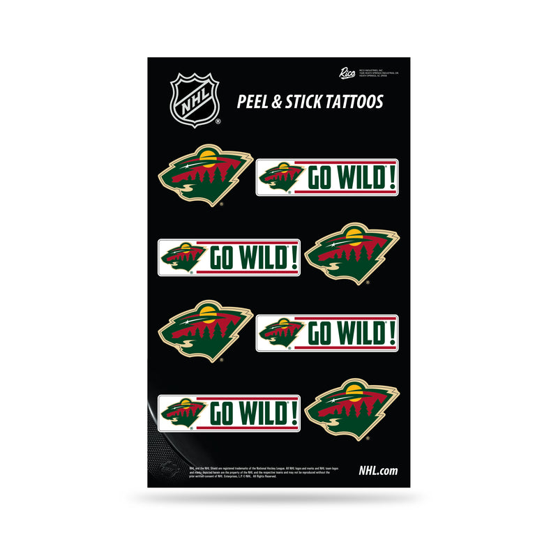 NHL Minnesota Wild Peel & Stick Temporary Tattoos - Eye Black - Game Day Approved! By Rico Industries